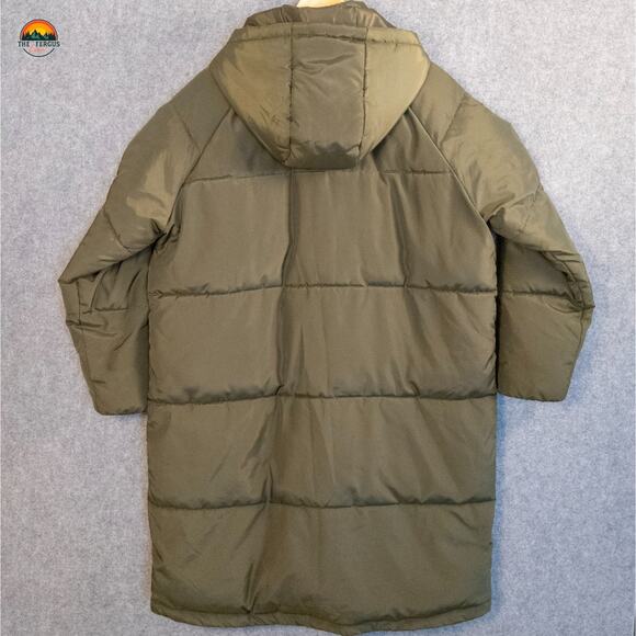 Dip Quilted Puffer Jacket Olive Green Trench Full-Zip Hooded Gorpcore Women's XL - Picture 2 of 12